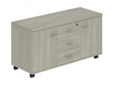 Тумба опорная (мобильная) с 3 ящиками и 2 распашными фасадами Wing WN.202.OL Дуб светлый_1