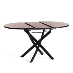 Раздвижной овальный стол MANZANA ЛДСП/HPL/металл, 100 х 100+30 х 75 см, Дуб Вотан/черный