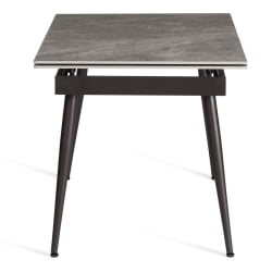 Стол обеденный Lord Grey/Лорд Грей столешница керамика (глянцевая) / опоры металл, серый/черный, (120+30+30)x80x75 см