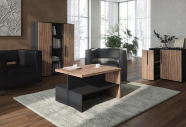 Стол журнальный VELION VENEER VRCT 9070 Американский орех Яшма черная