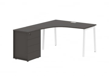 Стол эргономичный с тумбой (левый) EDIS ELCET 1318 L Мокко Белый