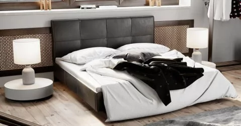 Кровать с мягким изголовьем Элис с мягкой обивкой  тип 1 Темная