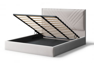 Кровать МИРА 2000*1800мм (без опор), велюр НЕО 02 (бежевый), (б/основания, б/матраса) / NEO