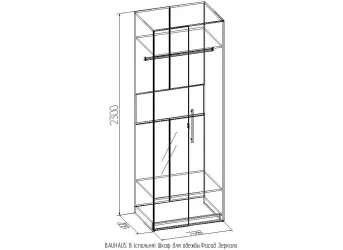 Фасад шкафа для одежды Зеркало BAUHAUS 8 Дуб Сонома (спальня)_64925