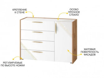 Тумба прикроватная Монако 903.23 Дуб Вотан / Белый шпон / Альпийский белый