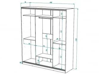 Шкаф-купе 2-х дверный Виктория 2000х584х2300, Белый 20ДЗЗЗДЗЗЗ-ЯПШШ-Б 310-1594