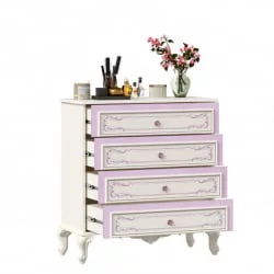 Комод с 4 ящиками и зеркалом Маркиза 01 Алебастр