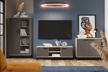 Шкаф комбинированный Марсель НМ 013.52 Софт Графит Дуб Крафт серый