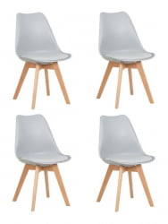 Стул обеденный DOBRIN JERRY SOFT (ножки светлый бук, цвет сиденья светло-серый (GR-01)) 4 шт