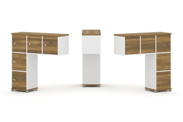 Надставка на стол низкая односторонняя + задняя стенка (5 шт.) + распашной фасад (5 шт.) CONCEPT CN.ONN-007 Сандал Янтарный Белый бриллиант Белый металл