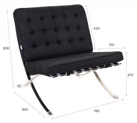 Диван с металлическими ножками Everprof Barcelona - 1 экокожа Черный