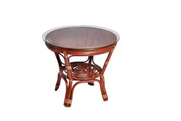 Стол Багама круглый с плетеной столешницей Bahama2 миндаль матовый