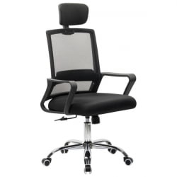 Кресло CРОМЕКС (КРОМЕКС) Дебут CХ-697 ХРОМ сетка/ткань ТВ черное / CROMEX Debut CH-697 TW