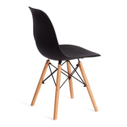 Стул со спинкой CINDY (EAMES) (mod. 1801) дерево бук/металл/сиденье пластик, 45x51x82 см, Black (черный)