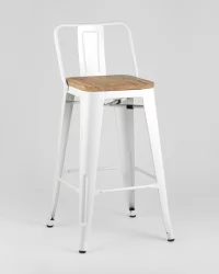 Полубарный стул Tolix Wood со спинкой Белый