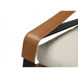 Кожаное кресло ERK-LC03-GY, коричневое, белое