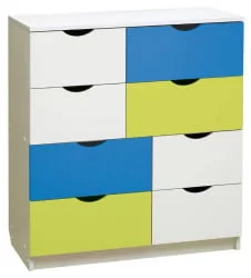 Комод с 8-ю ящиками Радуга Белый/Ярко-розовый/Синий