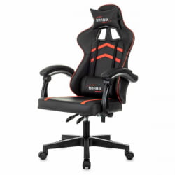 Геймерское кресло BRABIX Shooter GM-123, 2 подушки, экокожа, черное/красное