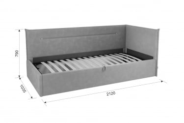 Кровать  0.9 Альба (Тахта) КМ.T-16 пудра (велюр)