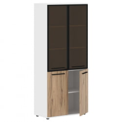 Шкаф комбинированный  с дверьми в металлической раме ЕДИС ЕХCС 85.7 Дуб Денвер светлый Черный Белый / EDIS EHCS