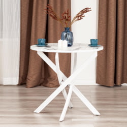 Стол MANZANA ЛДСП/HPL/металл, 80 х 80 х 75 см, Мрамор светлый/белый