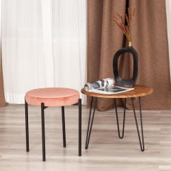 Кухонный стул REVO (mod. 7034) ткань/металл, 44 х 44 х 47 см, коралловый barkhat 15 /черный