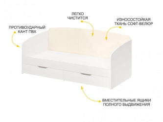 Кровать с изголовьем из ЛДСП Монако 903.05 Белый шпон/Даллас Айвори
