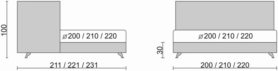 Круглая кровать Caprice 220x220 см Красная ткань