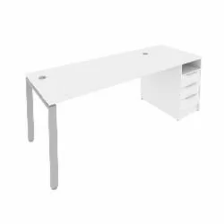 Рабочая станция с опорной тумбой Metal System Б.РС-СТП -1.4 Белый/Серый