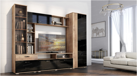 Гостиная Крокус Дуб вотан/Белый глянец