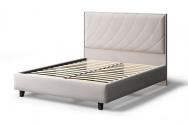 Кровать СОФИЯ 2000*1600мм (на опорах), велюр Бренди лайт 03 (бежевый), (б/основания, б/матраса)