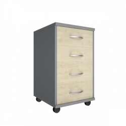 Тумба подкатная (4 ящика, с замком) Riva А.ТМ-4F Клен/Металлик