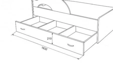 Ящик для кровати 160 РАДУГА Дуб млечный / Зелёный