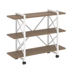 Стеллаж на колесных опорах - 3 полки LOFT  VR.L-MST.K-3.8V Металл белый Дуб Аризона