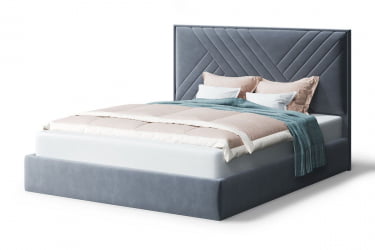 Кровать МИРА 2000*1800мм (без опор), велюр Бренди лайт 28 (серый), (б/основания, б/матраса)