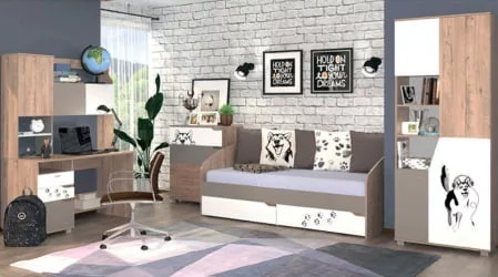 Детский стол Хаски 11 Дуб Ирландский Мокко Белый