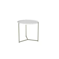 Стол журнальный Бруно Белый мрамор/титан