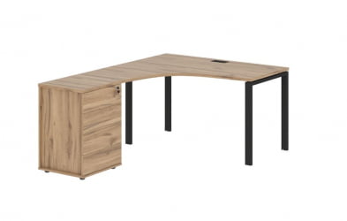 Стол эргономичный с тумбой левый EDIS EUCET 1318 L Дуб Денвер светлый Черный