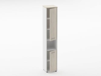 Шкаф 5 узкий закрытый, с нишей Deka 10.23.15Пр Дуб Сантана светлый/Белый