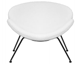 Кресло дизайнерское DOBRIN EMILY (белый (букле) ткань, черное основание)