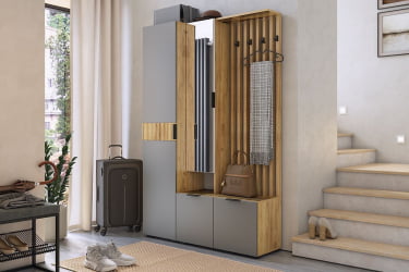 Прихожая Бери К2 Дуб крафт золотой/белое дерево