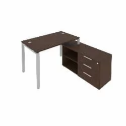 Рабочая станция на П-образном м/к с опорной тумбой правая Metal System БП.РС-СТС-2.2 Пр Венге/Серый