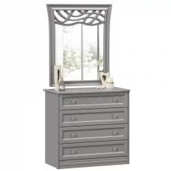 Комод с 4 ящиками с зеркалом ППУ Джулия Оникс серый