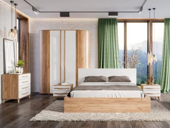 Шкаф двухстворчатый глухой Марта-2 ЛД 406.020.000 Дуб золотой Белый глянец