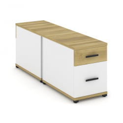 Тумба двухсторонняя опорная приставная с ящиком и распашным фасадом CОНCЕПТ CН.ДТГО-004 Б/В Дуб Винченцо Белый бриллиант Черный / CONCEPT CN.DTGO-004 B/W