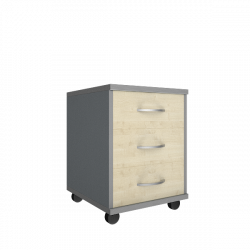 Тумба подкатная (3 ящика, с замком) Riva А.ТМ-3 Клен/Металлик