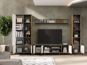 Гостиная Элиот №2 Оникс Серый/Орех фактурный