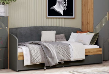 Кровать с изголовьем из ЛДСП Монако 902.05 Оникс Десерт серый