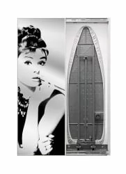 Шкаф со встроенной гладильной доской Iron Slim Print (левый,купе) Беленый дуб