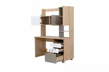 Стол письменный с надстройкой Хаски 12 Дуб Ирландский Мокко Белый